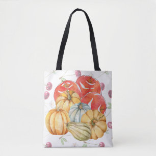 Tote Bag Fun Coloré Automne Saison Citrouille Pommes