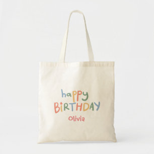 Tote Bag Fun Colorful Pink Editable Anniversaire de enfant 