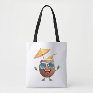 Tote Bag Fun de noix de coco Vacances joyeuses Fête de Bois