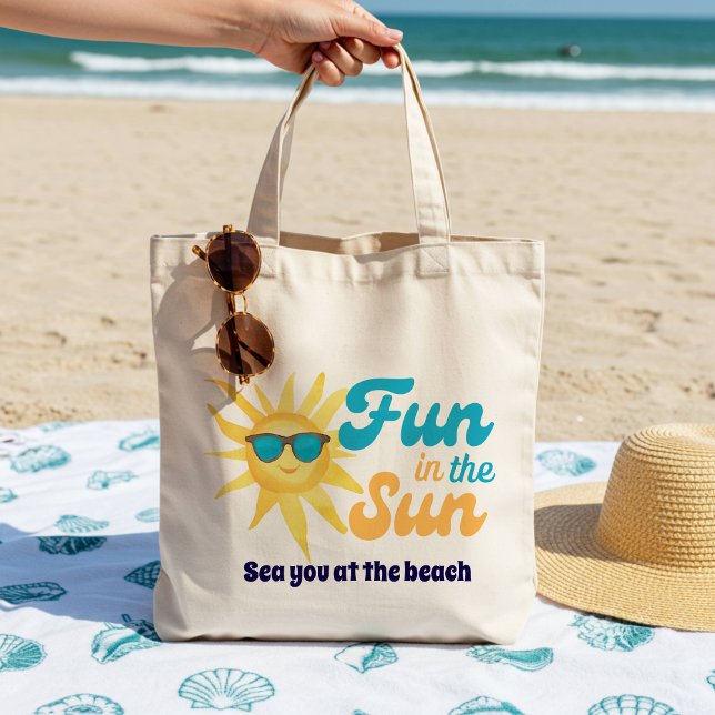 Tote Bag ☀️Fun in the Sun Tropical Beach Quote (Créateur téléchargé)