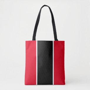 Tote Bag Fun moderne noir brillant rouge blanc rayures vert