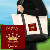 Fun Pickleball Queen Glam Monogramme Nom Or