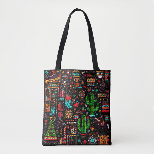 Tote Bag Fun Western Motif Noël (Devant)