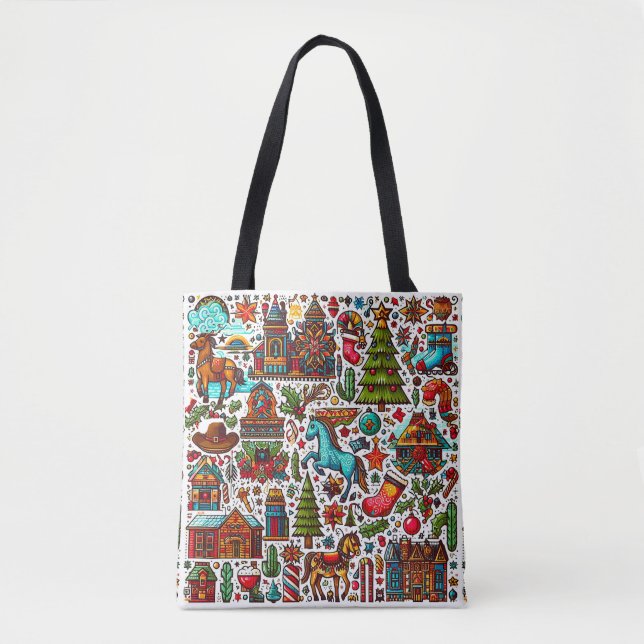 Tote Bag Fun Western Motif Noël (Devant)