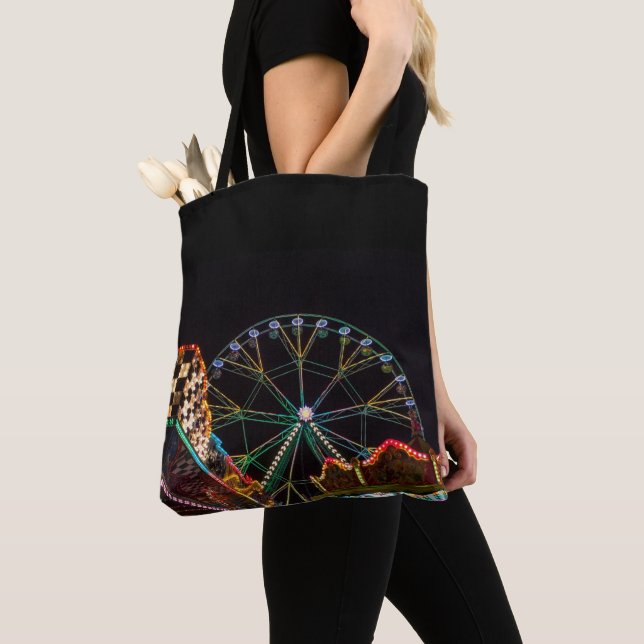 Tote Bag Funfair Ferris Wheel at Night (De près)