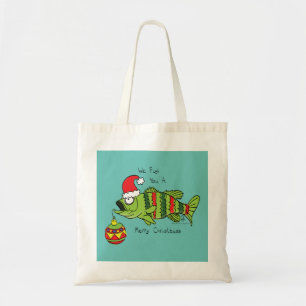 Tote Bag Funky Fishing Christmas Bass Fish Cute Cartoon