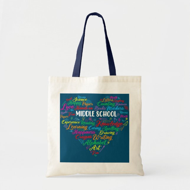 Tote Bag Funky Heart - Enseignant du collège retour à (Devant)
