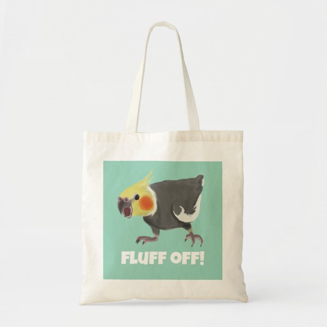 Tote Bag Funny Angry Normal Grey Cockatiel Fluff Off (Devant)