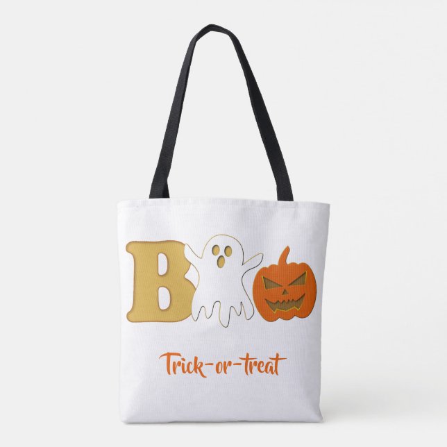 Tote Bag Funny Boo Halloween Shopping Fourre-tout (Dos)