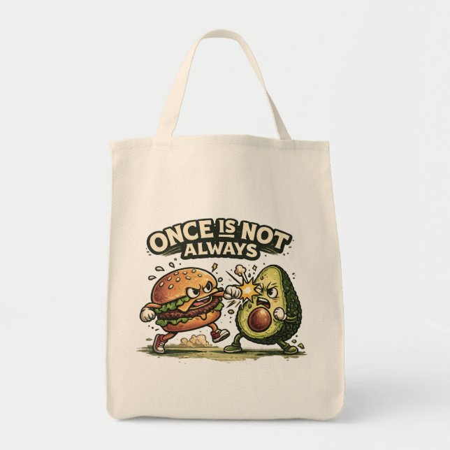 Tote Bag Funny Burger vs Avocado (Devant)