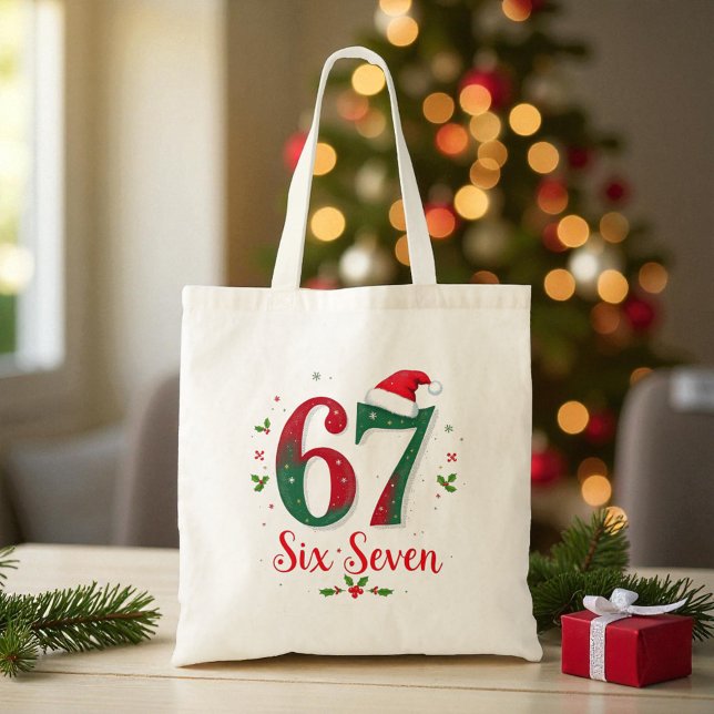 Tote Bag Funny Christmas Meme Six Seven 67 6 7 Holiday (Créateur téléchargé)
