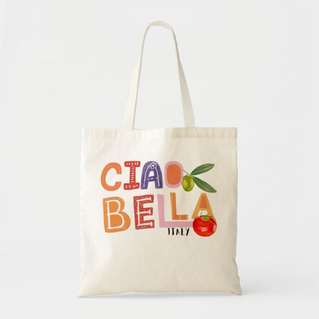 Tote Bag Funny Ciao Bella Dire Italie Jardin pour italien F (Devant)