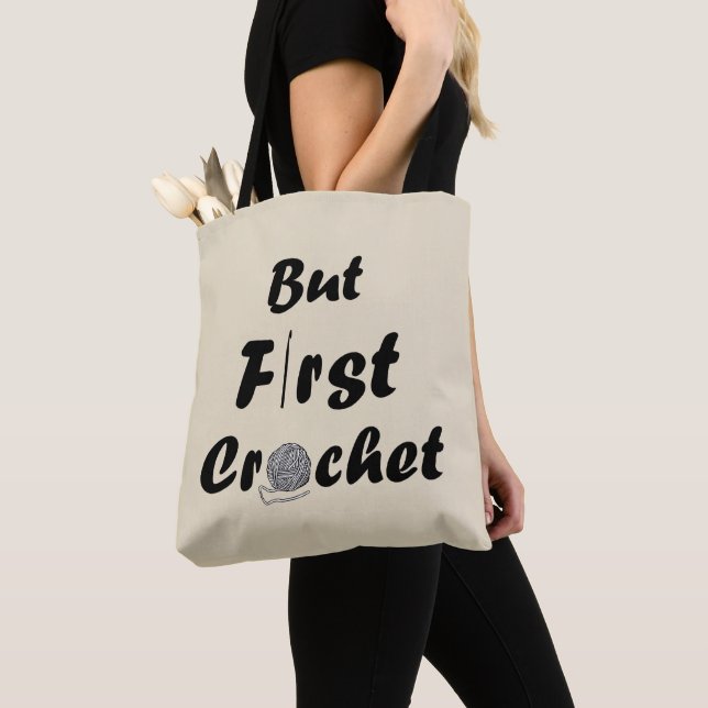 Tote Bag Funny crochet citation tricot dire cadeau (De près)