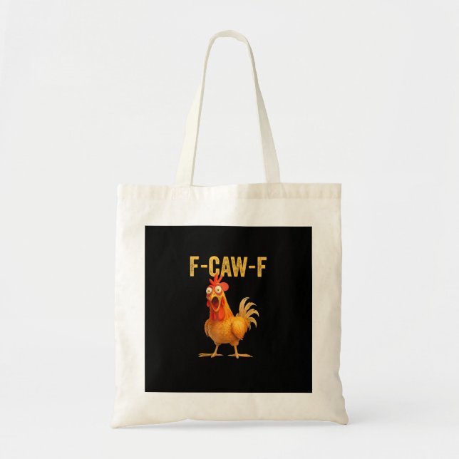 Tote Bag Funny F-Caw-F Chicken F-Caw-F Chicken Minimal Clea (Devant)