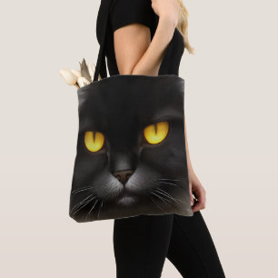 Tote Bag Funny Fluffeux noir Perse noir chaton visage