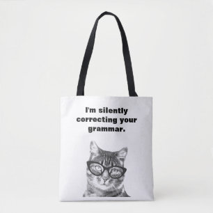 Tote Bag Funny grammaire police chat enseignant école prima