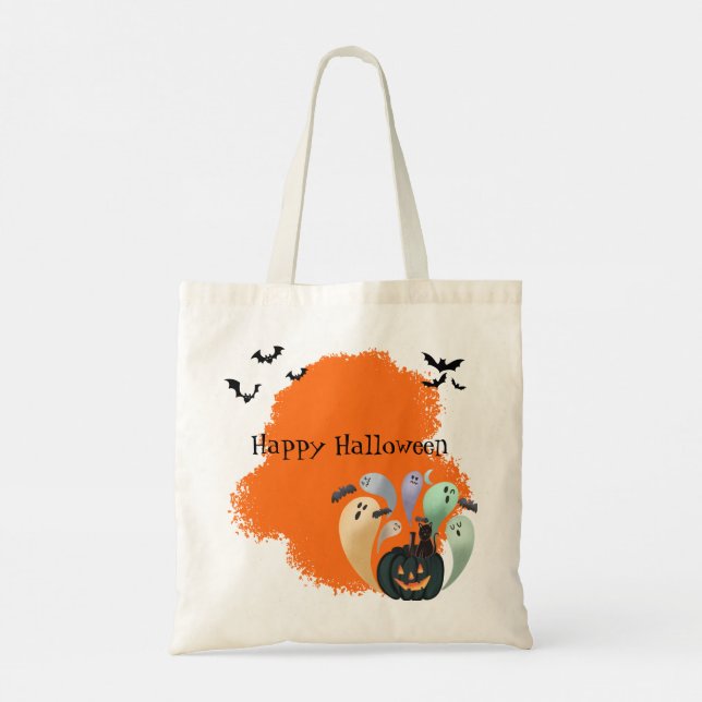 Tote Bag Funny Halloween Fantômes et Citrouille Éffrayant C (Dos)