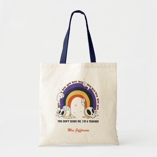 Tote Bag Funny Halloween Retro Boho Rainbow Custom enseigna (Devant)