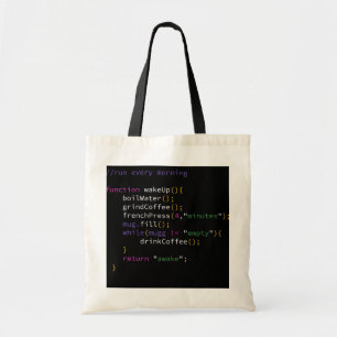 Tote Bag Funny JavaScript Developer Coffee Fonction Exécute