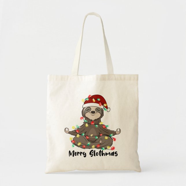 Tote Bag Funny Joyeux Slothmas (Devant)