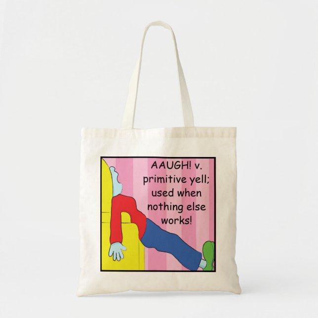 Tote Bag Funny Moms' Primitive Yell, Shopping Tote (Devant)