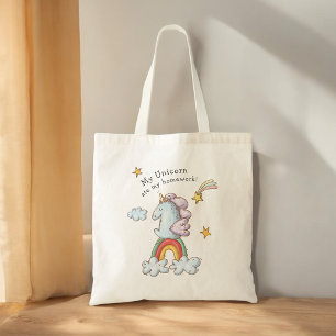Tote Bag Funny My Unicorn Mangé My Homework Kid's