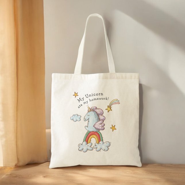 Tote Bag Funny My Unicorn Mangé My Homework Kid's (Créateur téléchargé)