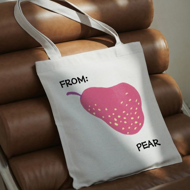 Tote Bag Funny Pear Pun – “From: Pear” Pop Art Fruit Canva (Créateur téléchargé)