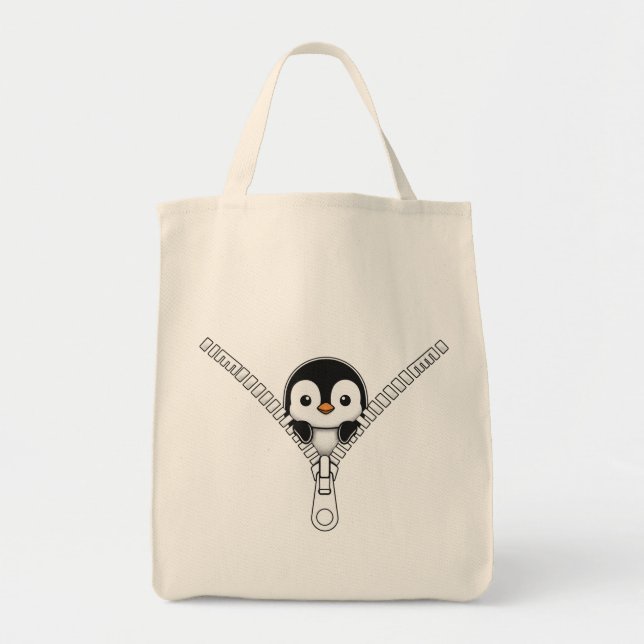 Tote Bag Funny Penguin Peek  (Devant)