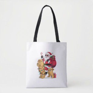 Tote Bag Funny Père Noël équitation Goldendoodle Chien Noël