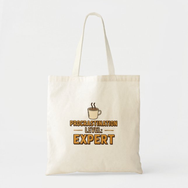 Tote Bag Funny "Procrastination Level Expert" (Devant)