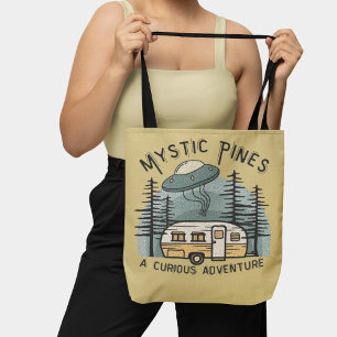 Tote Bag Funny Retro Sunset Camper Trailer Alien UFO