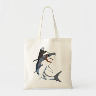 Tote Bag Funny Sea Otter équitation requin