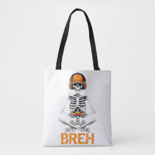 Tote Bag Funny Skeleton Gamer BRUH Jeu d'Halloween