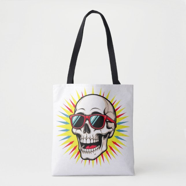 Tote Bag **Funny Skull With Sunglasses – Cartoon Laughing S (Devant)