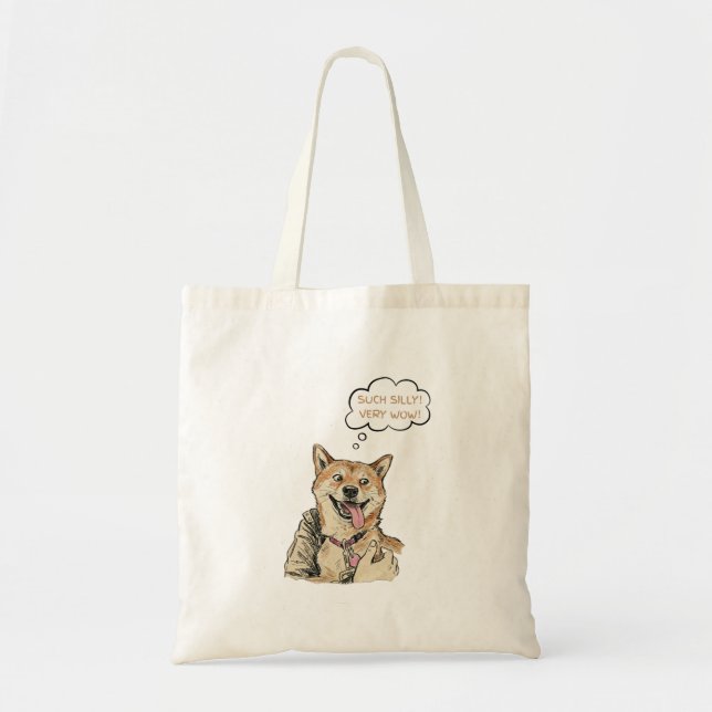 Tote Bag Funny "Such Silly Very Wow" Shiba Inu Doge MemeArt (Devant)