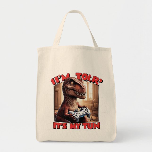 Tote Bag Funny T-Rex Gamer Quote Design (Devant)