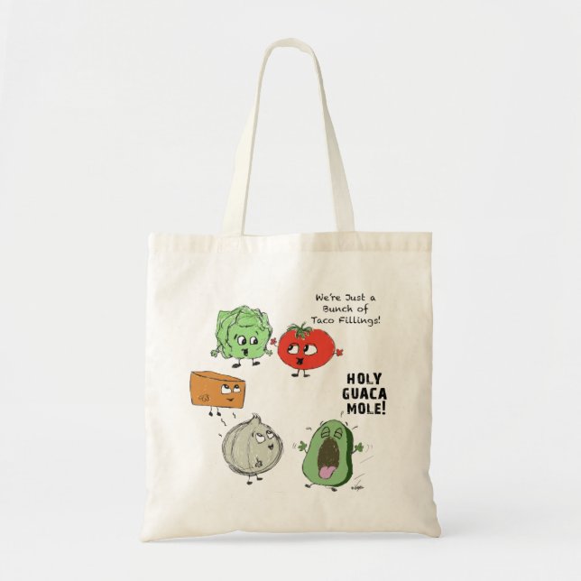 Tote Bag Funny Veggie Farmer's Market réutilisable Fourre-t (Devant)