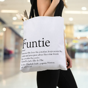 Tote Bag Funtie, Aunt, Auntie Definition Modern Fun