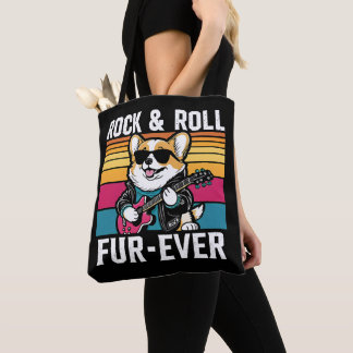 Tote Bag Fur-Ever Rock & Roll With A Rockin Corgi