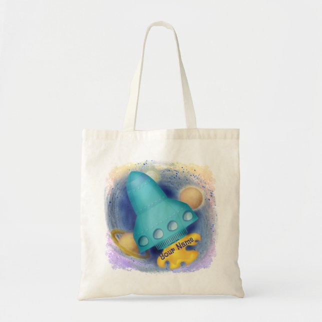 Tote Bag Fusée Aqua  (Devant)