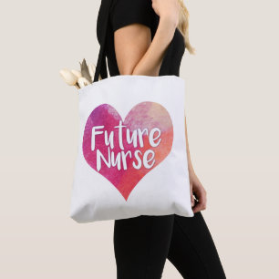 Tote Bag Futur coeur d'aquarelle d'infirmière