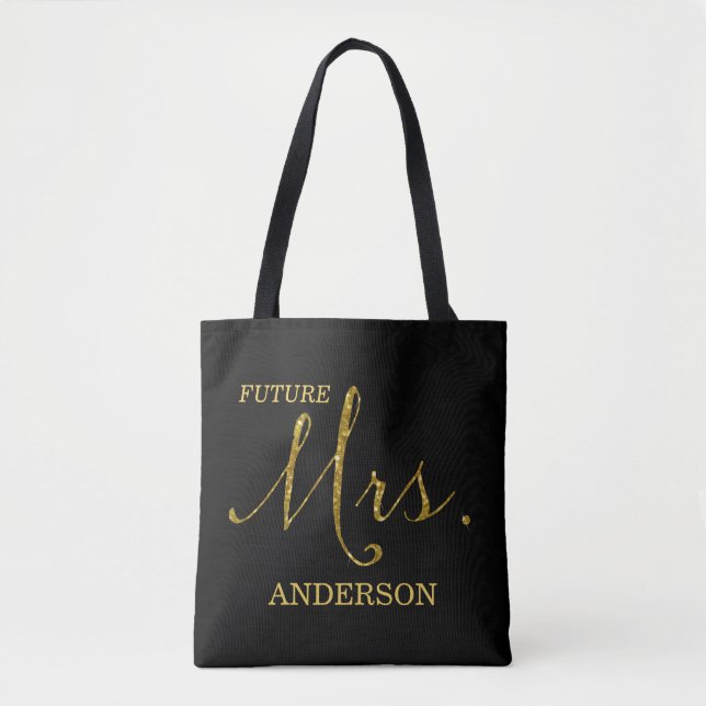 Tote Bag Futur Mme Black et Faux-Parties scintillant Gold (Devant)