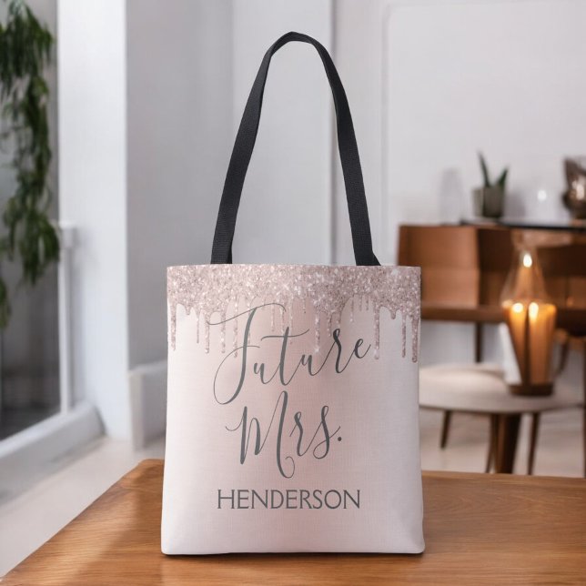 Tote Bag Futur Mme Rose Gold Blush Pink Sparkle Parties sci (Créateur téléchargé)