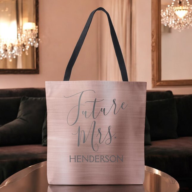 Tote Bag Futur Mme Rose Gold Blush Rose Moderne Metal (Créateur téléchargé)