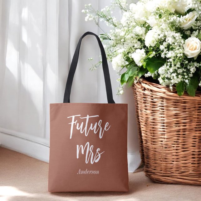 Tote Bag Futur Mme Terracotta Mariée Blanc Brown (Créateur téléchargé)