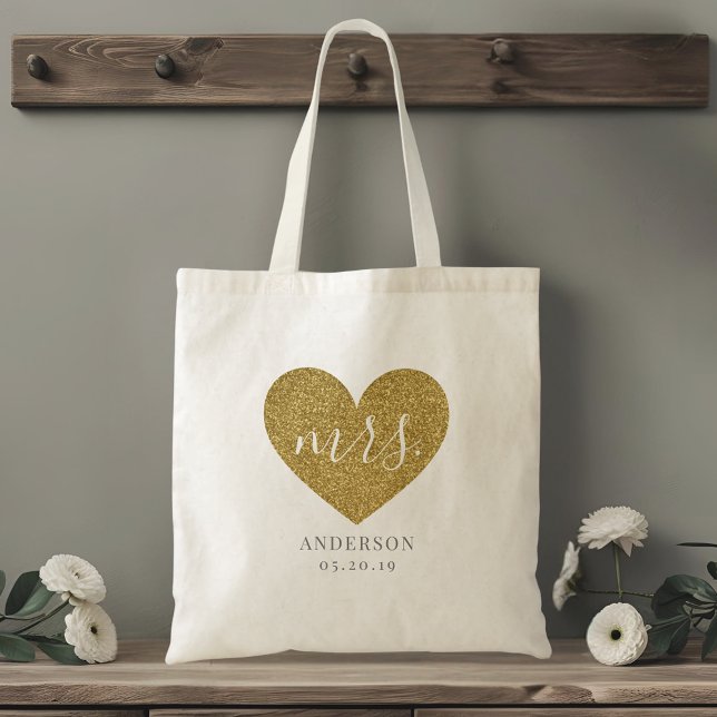 Tote Bag Future Mme à coeur doré moderne (Créateur téléchargé)