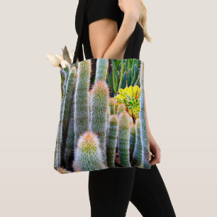 Tote Bag Fuzzy Green Cactus Succulent Photo Simple Moderne