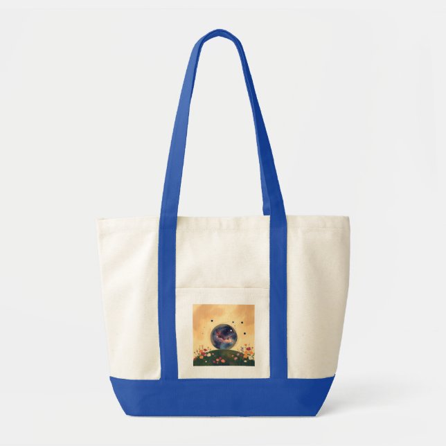 Tote Bag Galaxie impressionniste avec jardin fleuri (Devant)