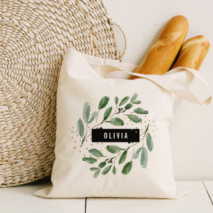 Tote Bag Galerie de verdure à l'aquarelle moderne et or P